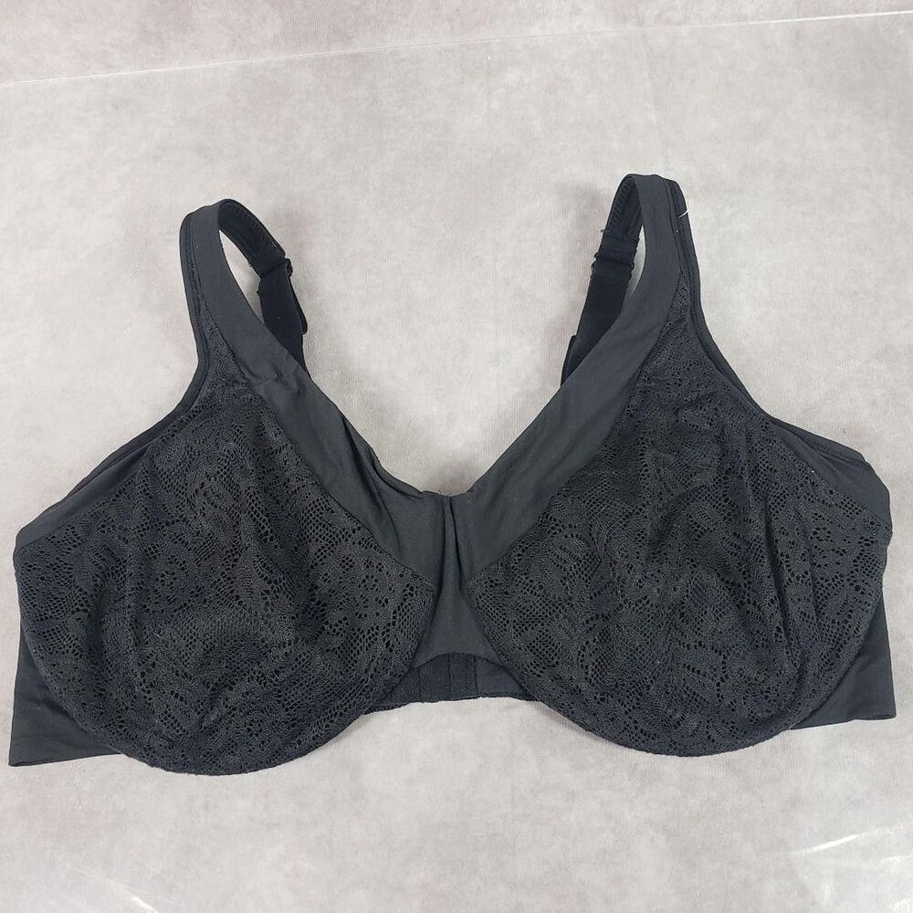 Playtex 18 Hour Bra Womens 42DD Black Smoothing Minimizer Wirefree Lace Support